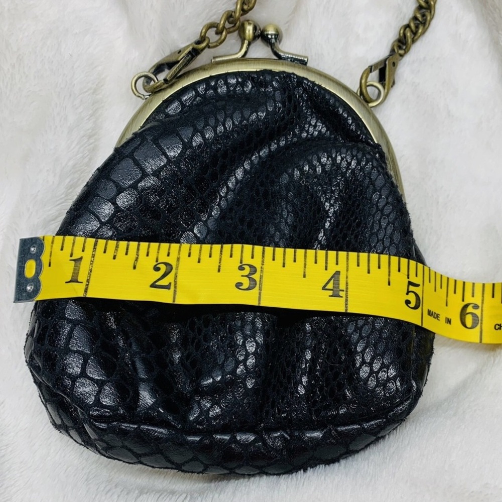 Maggi B Elegant Black Kiss Lock with Chain Mini Purse 5”x 5.5” - Picture 6 of 7